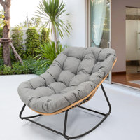 Outdoor Wicker Rocking  Chair With Cushion by Latitude Run