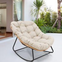 Outdoor Wicker Rocking  Chair With Cushion by Latitude Run