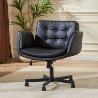 Criss Cross Chair with armrest,Cross Legged Chair with wheels by Latitude Run
