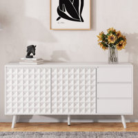 60" Large Sideboard Cabinet With 2 Doors And 3 Drawers, Buffet Cabinet With Storage Coffee Bar Cabinet For Kitchen, Dining Room, Entryway by George Oliver