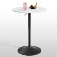 23.5" Bistro Pub Table Adjustable Height Round Cocktail Bar Table with Wood Tabletop and Metal Base by Ebern Designs