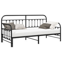 Daybed Frame With Trundle Black Steel by Latitude Run