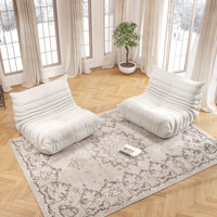 38" Wide Teddy Fabric Bean Bag Chair Set of 2 ,Plush Memory Foam Floor Sofa for Living Room, Bedroom or Game Room, No Assembly Required by Dakota Fields
