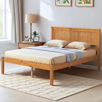 Full Size Platform Bed Frame With Headboard, With Wooden Slats, No Springs Required