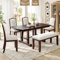 Mack 6-Piece Extendable Dining Set with Upholstered Chairs & Bench by Lark Manor