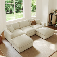 Upholstered 5 Seater Cloud Sofa, Sectional Sofa Couch, Modular Sectional Sofa with Removable Cushion Cover for Living Room Office Apartment by Hokku Designs