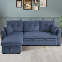 Upholstered Sleeper Pull Out Sofa Couch with Storage Chaise by Mercer41