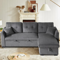 Upholstered Sleeper Pull Out Sofa Couch with Storage Chaise