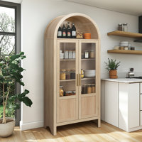 72" Tall Arched Kitchen Pantry, Modern Kitchen Storage Cabinets with Open Shelves by Ebern Designs