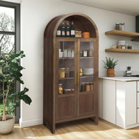 72" Tall Arched Kitchen Pantry, Modern Kitchen Storage Cabinets with Open Shelves by Ebern Designs