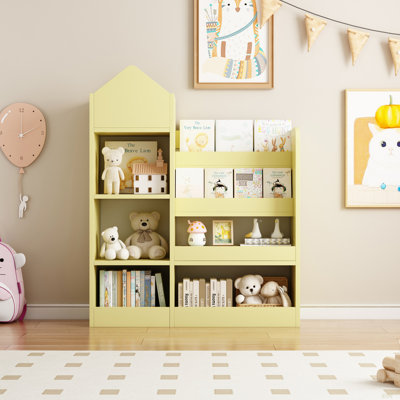 Kids Wooden Bookshelf Toy Storage Organizer With Bookcase, Kid
