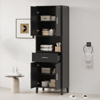 70.9" High Freestanding Tall Bathroom Cabinet With A Drawer, 2 Cabinets, 4 Soft-Close Doors, 2 Adjustable Shelves, Open Storage, For Bathroom, Living by Lark Manor