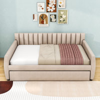 Full Size Upholstered Daybed with Twin Trundle and Slats by Latitude Run