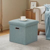 15 Inch Storage Ottoman Bench with Lid – Folding Coffee Table Ottoman, Upholstered Footrest with Hidden Storage for Living Room, Bedroom, Entryway, Do by Ebern Designs