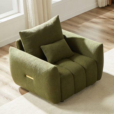 38.1" Teddy Fabric Lounge Chair Upholstered Pillow for Apartment Office Living Bedroom by Ebern Designs