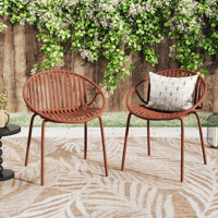 Charming Ergonomic Patio Chair Set with Space-Saving Feature and Stylish Appeal by George Oliver