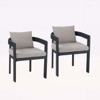 Outdoor Aluminum Dining Chairs with Comfortable Cushions,Set of 2 by Latitude Run