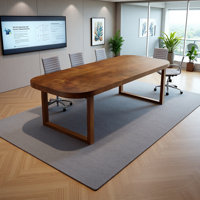 Rectangular solid wood handmade conference table, business seminar table by Latitude Run