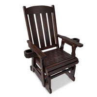 Wooden Patio Glider for One Person, with High Back and Deep Contoured Seat by Lark Manor