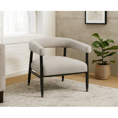 Cowen Arm Chair In Boucle Fabric With Mid-century Space Black Wood Frame by George Oliver