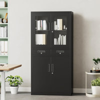 Metal Storage Cabinet with Lock, Locking Storage Cabinet with 2 Drawers and 2 Adjustable Shelves, Lockable Sideboard Cupboard for Home, Office, School