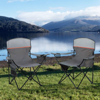 Folding Camping Beach Lawn Chair with Cooler Cup Holder and Storage Pockets
