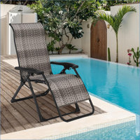 Portable Rattan Chaise Lounge Chair, Adjustable Folding Outdoor Reclining Chair with Widened Armrest, Sun Lounger for Patio, Garden, Beach, 330lb Capa