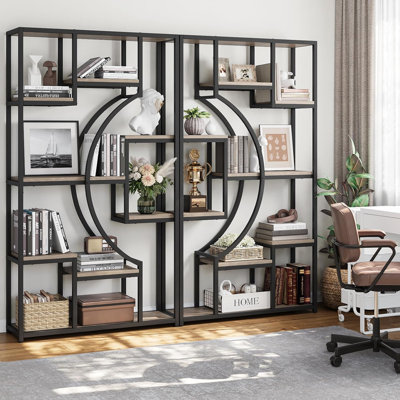 70.8" H X 39.4" W Steel Geometric Bookcase(set Of 2) by 17 Stories