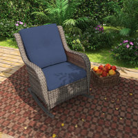 Premium Outdoor Wicker Rocking Patio Chair - All-weather Design With Alloy Steel Frame & Soft Fabric Cushion For Lawn & Garden by Red Barrel Studio