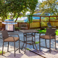 Outdoor Wicker Bar Set with Sturdy Construction and Comfortable Stools by Latitude Run