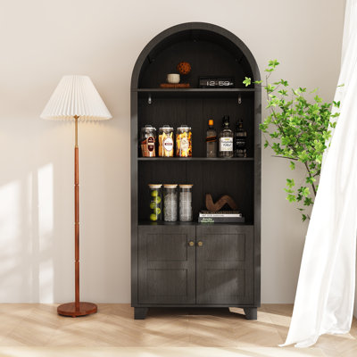 70.9" Tall Arched Display Storage Bookcase With Open Shelves And Cabinet by Winston Porter