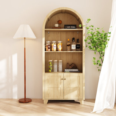 70.9" Tall Arched Display Storage Bookcase With Open Shelves And Cabinet by Winston Porter