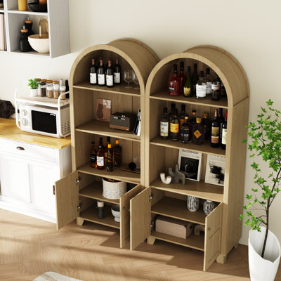 70.9" Tall Arched Display Storage Bookcase With Open Shelves And Cabinet (Set Of 2) by Red Barrel Studio