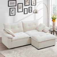Modern Chenille Sectional Sofa With Movable Ottoman – L-shaped Couch For Living Room, Soft Upholstery, 4 Colors (beige, Blue, Light Gray, Gray) by Ebern Designs