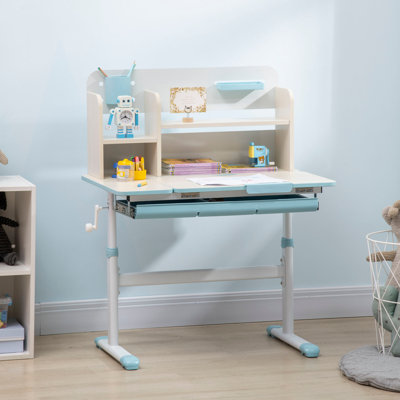 Height-Adjustable Kids Study Desk with Tilt Desktop & Storage by Trinx