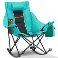 Oversize Folding Rocking Camping Chair For Outside Use With Cup Holder,Support 400 Lbs by Latitude Run