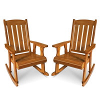 Wooden Rocking Chair with Comfortable Backrest Inclination by Red Barrel Studio