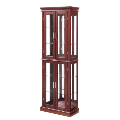 Curio Cabinet Lighted Curio Diapaly Cabinet With Adjustable Shelves And Mirrored Back Panel, Tempered Glass Doors,6 Tier,E26 Light Bulb Not Included by Charlton Home