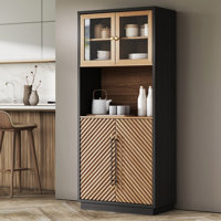 Tall Kitchen Pantry Cabinet with Adjustable Shelves (Brown Walnut) by Latitude Run