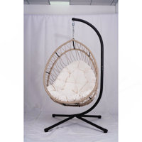 Outdoor Egg-Shaped Hanging Chair With Stand, Patio Egg-Shaped Swing Chair, Indoor Rocking Chair, Outdoor Hammock Egg-Shaped Chair, Beige by Dakota Fields