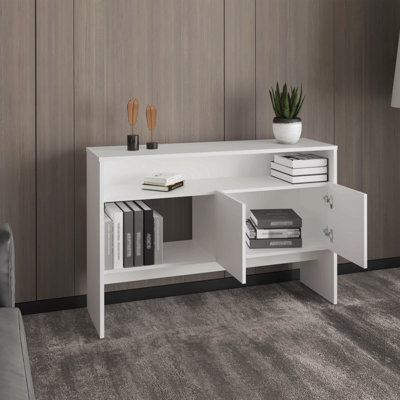Bellagio 48.7" Wide 2-Tier Narrow Bellagio Console Table With Double-Door Cabinet by Ebern Designs