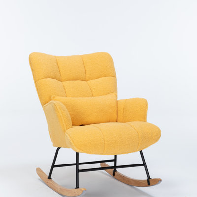 Rocking Chair Nursery, Upholstered Glider Rocker With High Backrest, Reading Chair Modern Rocking Accent Chairs Glider Recliner For Living Room(Rockin