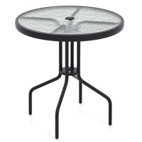 27.5" Patio Bistro Table With Tempered Glass Tabletop 1.57" Umbrella Hole by Ebern Designs