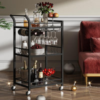 Bar Cart with 3-Tier Mirrored Shelf by Latitude Run
