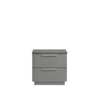 Elara Nightstand – Two-Tone High-Gloss Marble & Lacquer Finish With Red Velvet-Lined Drawers And Metal Legs by Mercer41
