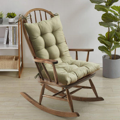 Rocking Chair Cushion Premium Tufted Pads Non Skid Slip Backed Set Of Upper And Lower With Ties, 1 Count by Lark Manor