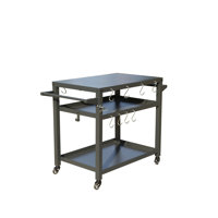 3-Shelf Outdoor Grill Table, Grill Cart Outdoor with Wheels, Pizza Oven and Food Prep Table, Blackstone Table with Stainless Steel Tabletop, Grill Sta