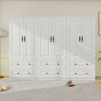 70.87"H Freestanding Wardrobe Armoire With Hanging Rods, 6-Door Armoire Closet With Drawers For Bedroom by Lark Manor