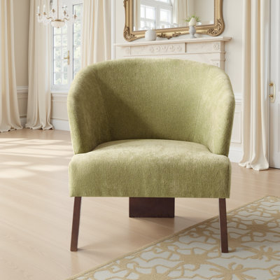 Upholstered Lounge Chair Accent Chair with Curved Back and Wooden Legs