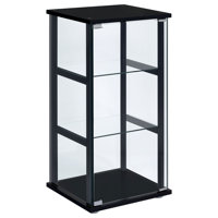 Cyclamen 3-shelf Clear Glass Curio Display Cabinet Black by Ebern Designs